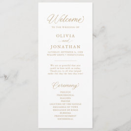 Goud Elegant Modern Script Kalligrafie Programmakaart