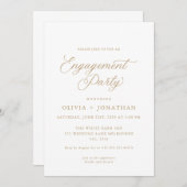 Goud Elegant Moderne Kalligrafie Verlovingsfeest Kaart (Voorkant / Achterkant)