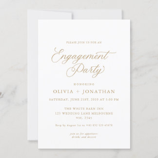 Goud Elegant Moderne Kalligrafie Verlovingsfeest Kaart