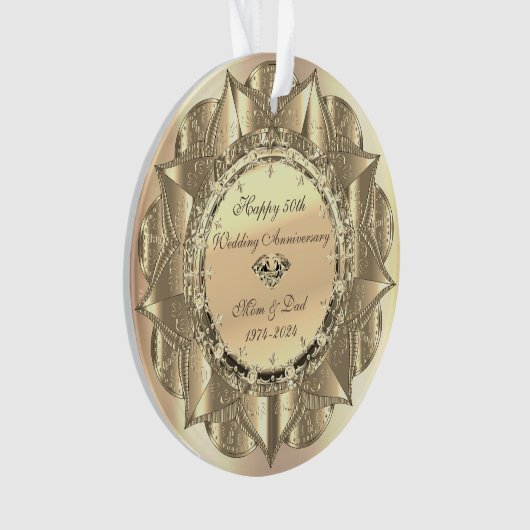 Goud Elegant Ornament 50ste bruiloft Jubileum Orn (voorkant)