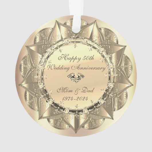 Goud Elegant Ornament 50ste bruiloft Jubileum Orn (achterkant)