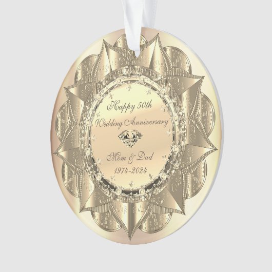 Goud Elegant Ornament 50ste bruiloft Jubileum Orn (voorkant)