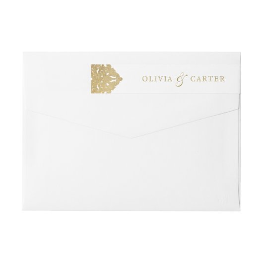 Goud elegant  retouradres van de bruiloft (Achterkant)