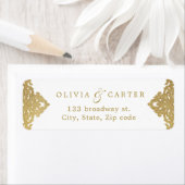 Goud elegant  retouradres van de bruiloft etiket (Insitu)