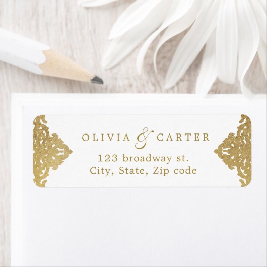 Goud elegant  retouradres van de bruiloft etiket (Insitu)