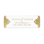 Goud elegant  retouradres van de bruiloft etiket (Voorkant)