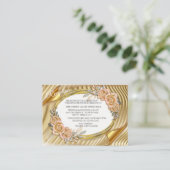 Goud Elegant Ripple Effect & Rozen Bladeren en Vog Informatiekaartje (Staand voorkant)
