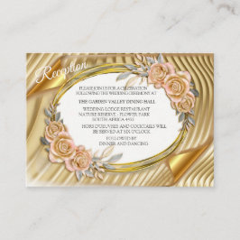 Goud Elegant Ripple Effect & Rozen Bladeren en Vog Informatiekaartje