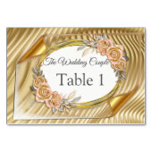 Goud Elegant Ripple Effect & Rozen Bladeren en Vog Kaart (Voorkant)