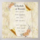 Goud Elegant Ripple Effect & Rozen Bladeren en Vog Poster (Voorkant)