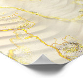 Goud Elegant Ripple Effect & Rozen Bladeren en Vog Poster (Hoek)