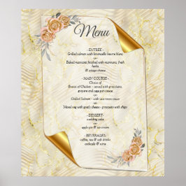 Goud Elegant Ripple Effect & Rozen Bladeren en Vog Poster