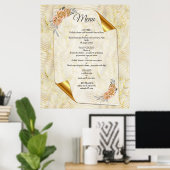 Goud Elegant Ripple Effect & Rozen Bladeren en Vog Poster (Thuiskantoor)