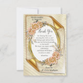 Goud Elegant Ripple Effect & Rozen Bladeren en Vog RSVP Kaartje (Voorkant)