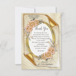 Goud Elegant Ripple Effect & Rozen Bladeren en Vog RSVP Kaartje