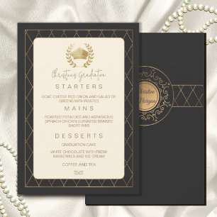 Goud Elegant  Romantisch Diner Afstuderen Kaart
