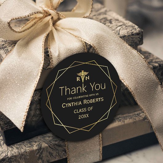 Goud Elegant  Romantisch Medisch Afstuderen Ronde Sticker