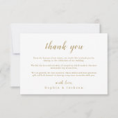 Goud, elegant romantisch script bruiloft bedankkaart (Voorkant)