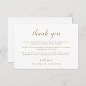 Goud, elegant romantisch script bruiloft bedankkaart (Voorkant / Achterkant)