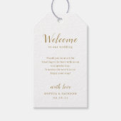Goud, elegant romantisch script bruiloft cadeaulabel (Voorkant)