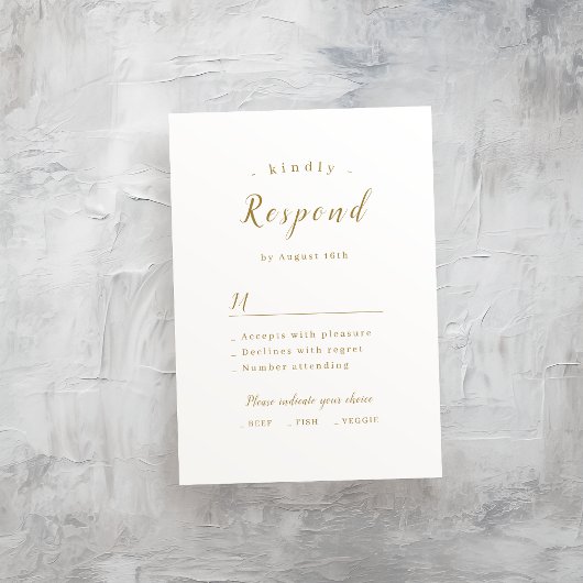 Goud, elegant romantisch script bruiloft RSVP kaartje