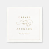 Goud, elegant romantisch script bruiloft servet (Voorkant)