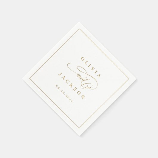 Goud, elegant romantisch script bruiloft servet (Hoek)