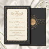 Goud Elegant Romantisch Vintage Bruiloft Kaart