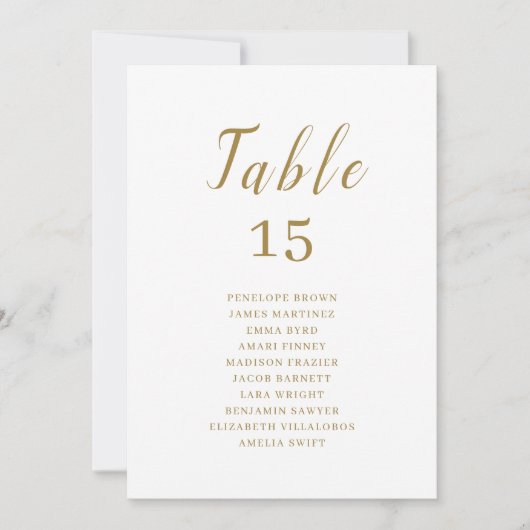 Goud, elegant script bruiloft-zitkaarten (Voorkant)
