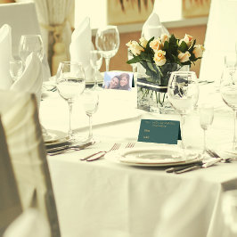 Goud Elegant Script en foto | Groene bruiloft Plaatskaartje