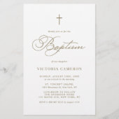 Goud Elegant Script Minimalistische Doop Uitnodigi (Voorkant)