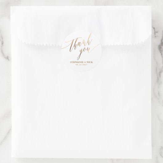 Goud Elegant Script Ronde Sticker (Tas)