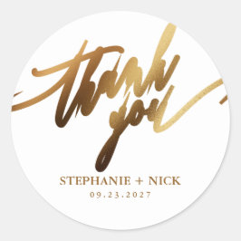 Goud Elegant Script Ronde Sticker