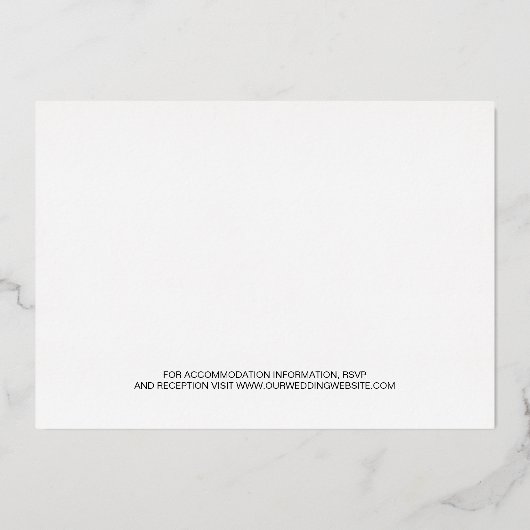 Goud Elegant Script Tekst Overlay Fotobruiloft Folie Uitnodiging (Achterkant)