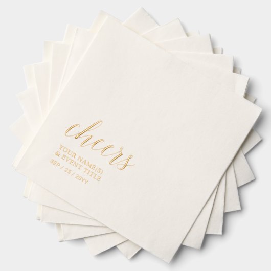 Goud | Elegant Stylish Lettering Cheers Event Folie Servetten (Insitu (Gestapeld))