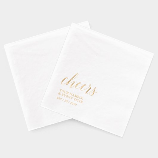 Goud | Elegant Stylish Lettering Cheers Event Folie Servetten (Achterkant)