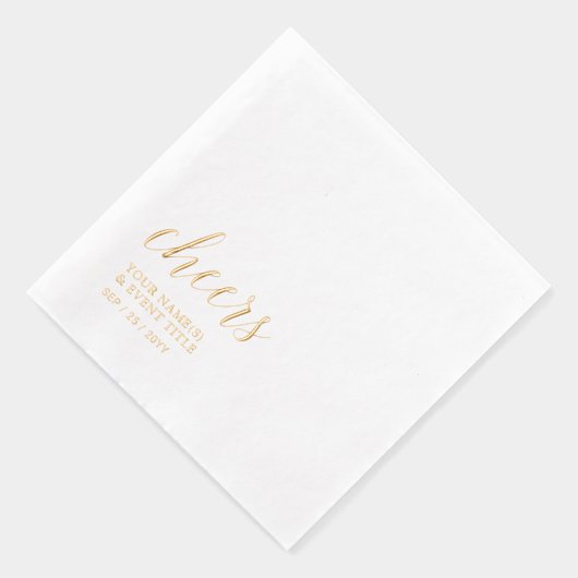 Goud | Elegant Stylish Lettering Cheers Event Folie Servetten (Rechts)