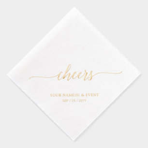 Goud   Elegant Stylish Lettering Cheers Event Folie Servetten