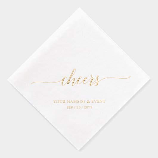 Goud | Elegant Stylish Lettering Cheers Event Folie Servetten (Rechts)