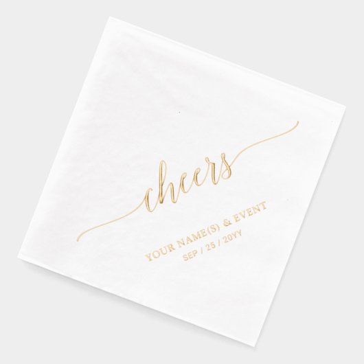 Goud | Elegant Stylish Lettering Cheers Event Folie Servetten (Links)