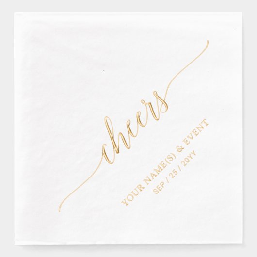 Goud | Elegant Stylish Lettering Cheers Event Folie Servetten (Voorkant)