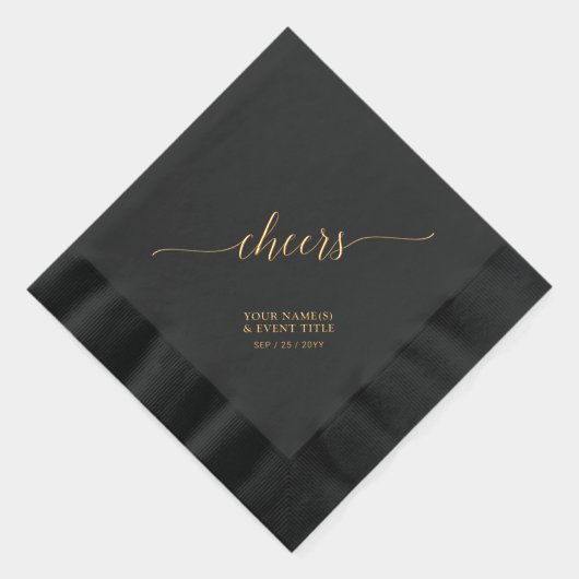 Goud | Elegant Stylish Lettering Cheers Event Folie Servetten (Rechts)