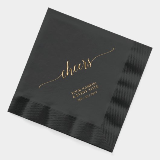 Goud | Elegant Stylish Lettering Cheers Event Folie Servetten (Links)