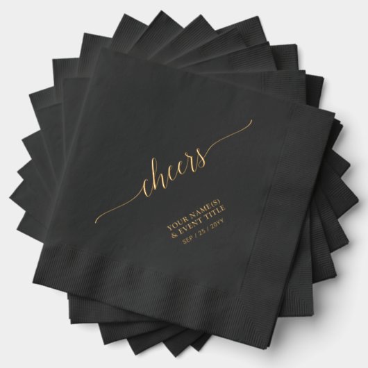 Goud | Elegant Stylish Lettering Cheers Event Folie Servetten (Insitu (Gestapeld))