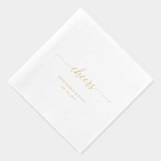 Goud | Elegant Stylish Lettering Cheers Event Folie Servetten (Rechts)