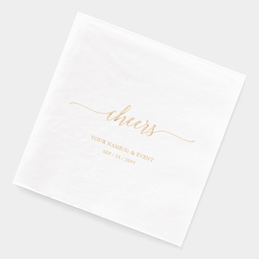Goud | Elegant Stylish Lettering Cheers Event Folie Servetten (Links)