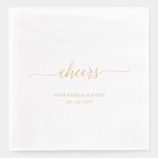 Goud | Elegant Stylish Lettering Cheers Event Folie Servetten (Voorkant)