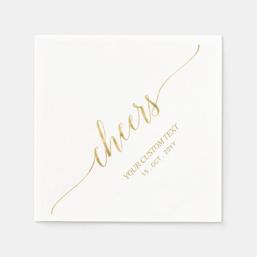 Goud | Elegant Stylish Lettering Cheers Event Servet (Voorkant)
