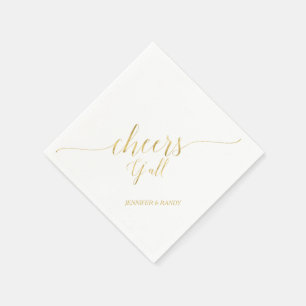 Goud   Elegant Stylish Lettering Cheers Y' all Servet