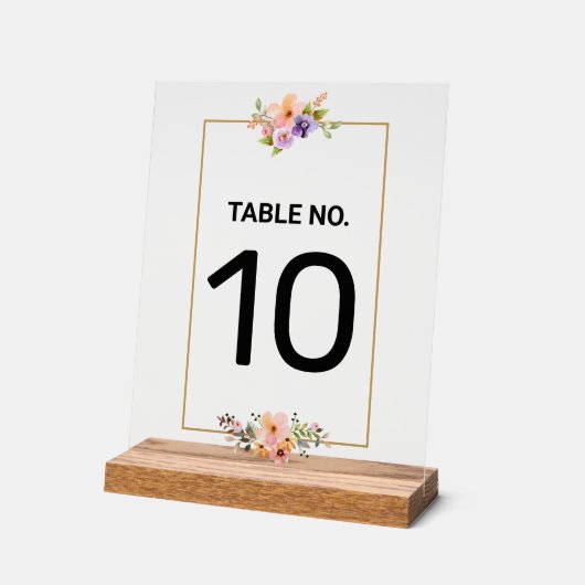 Goud Elegant Trouwtafel Nummer Kaart Acryl Bord (Hoek)